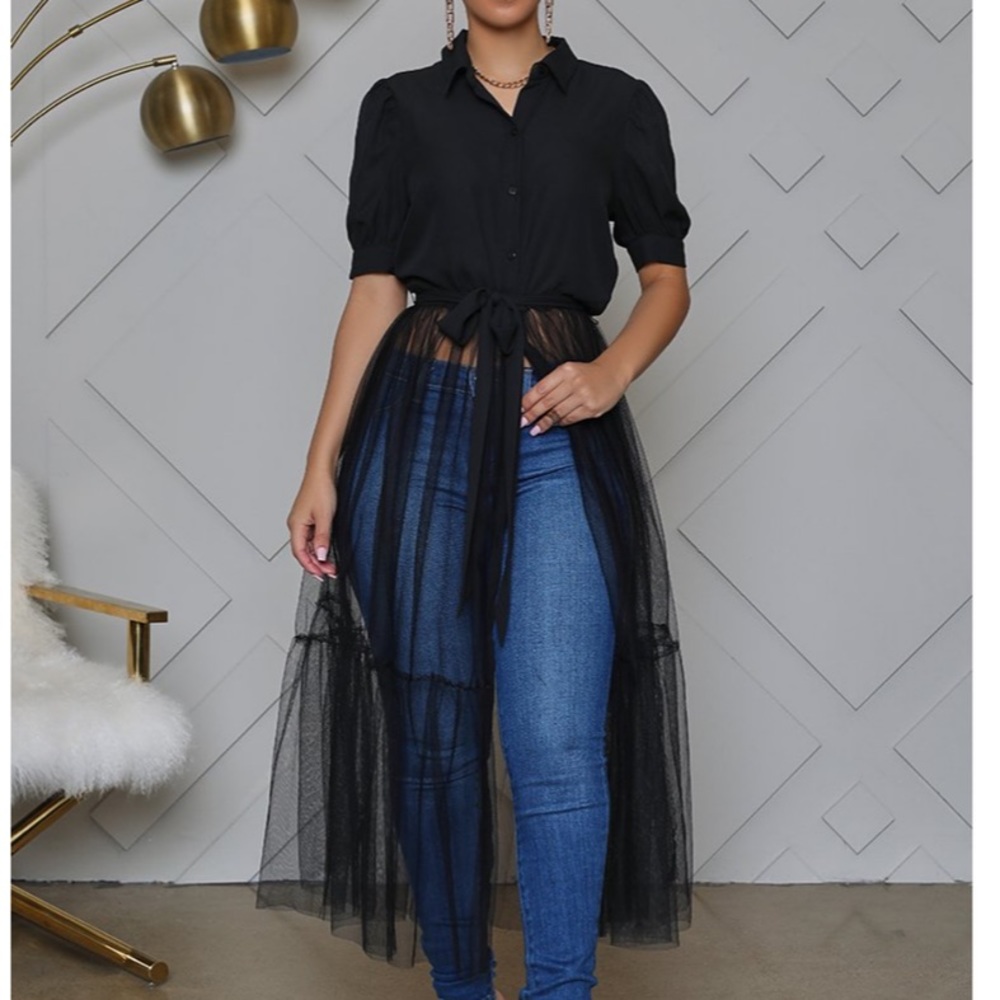 Tutu Top button up tulle top blouse tu tu